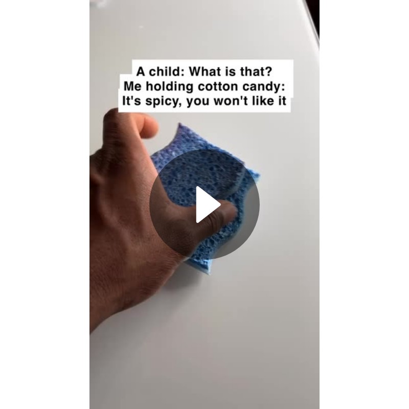 A child What is that? Me holding cotton candy It's spicy, you won't