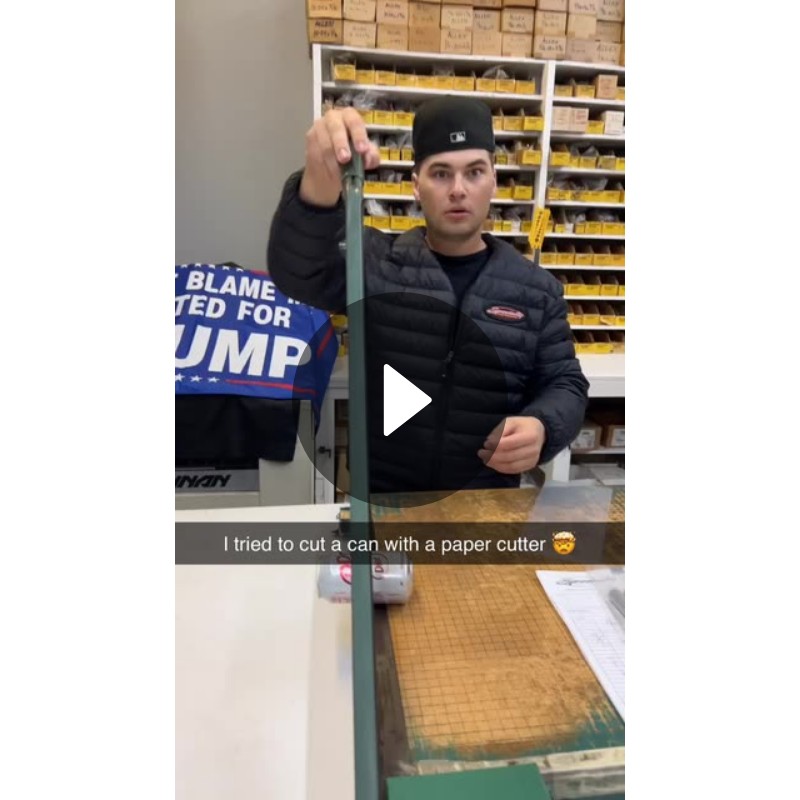 I tried to cut a can with a paper cutter 🤯 Spotlight on Snapchat